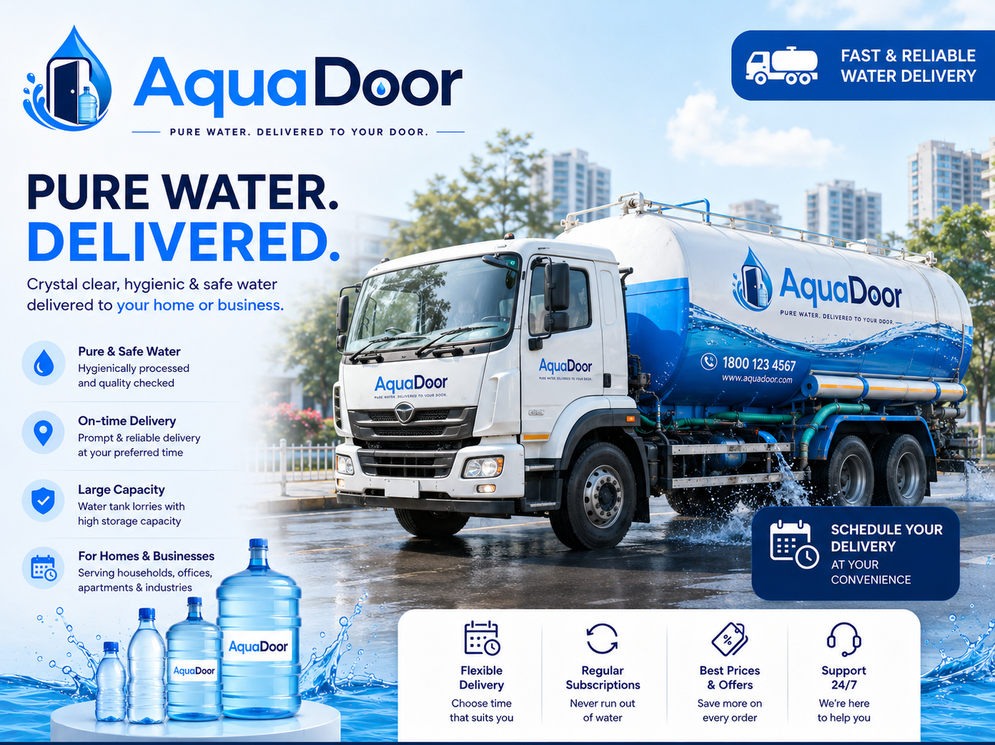 AquaDoor water tanker serving homes and businesses